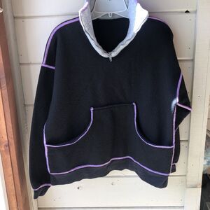 VINTAGE COZY FLEECE Women’s 1/4 zip Black & Purple CUTE!!